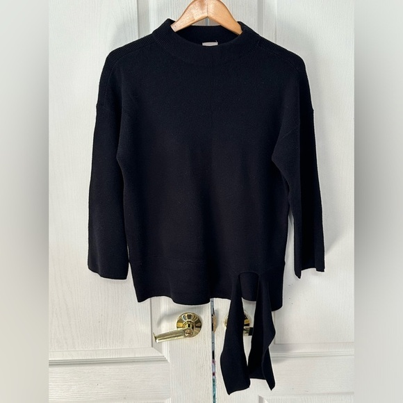 Chico's Women's Oversized Mock Neck Cashmere Blend Sweater Size Medium Black - Picture 2 of 5